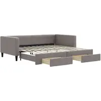 vidaXL Tagesbett Ausziehbar mit Schubladen Taupe 100x200 cm Stoff