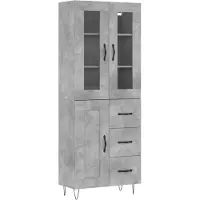 vidaXL Highboard Betongrau 69,5x34x180 cm Holzwerkstoff