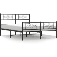 vidaXL Bettgestell mit Kopf- und Fußteil Metall Schwarz 135x190 cm