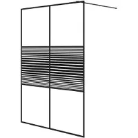 vidaXL Duschwand für Begehbare Dusche Schwarz 140x195 cm ESG-Glas Klar