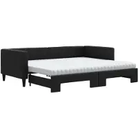 vidaXL Tagesbett Ausziehbar mit Matratzen Schwarz 90x200 cm Stoff