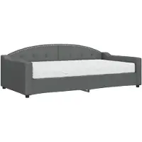 vidaXL Tagesbett mit Matratze Dunkelgrau 100x200 cm Stoff