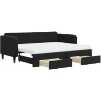 vidaXL Tagesbett Ausziehbar mit Schubladen Schwarz 90x200 cm Samt