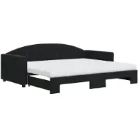 vidaXL Tagesbett Ausziehbar mit Matratzen Schwarz 90x190 cm Samt