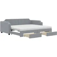vidaXL Tagesbett Ausziehbar mit Schubladen Hellgrau 90x200 cm Stoff