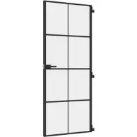 vidaXL Innentür Schlank Schwarz 83x201,5 cm Hartglas & Aluminium