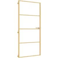 vidaXL Innentür Schlank Golden 93x201,5 cm Hartglas und Aluminium