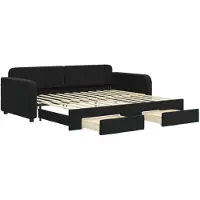 vidaXL Tagesbett Ausziehbar mit Schubladen Schwarz 90x200 cm Samt