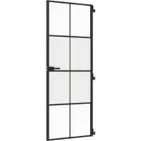 vidaXL Innentür Schlank Schwarz 76x201,5 cm Hartglas und Aluminium
