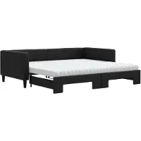 vidaXL Tagesbett Ausziehbar mit Matratzen Schwarz 100x200 cm Stoff