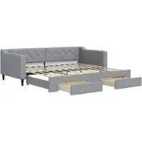 vidaXL Tagesbett Ausziehbar mit Schubladen Hellgrau 90x200 cm Stoff