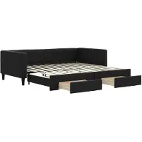 vidaXL Tagesbett Ausziehbar mit Schubladen Schwarz 100x200 cm Stoff