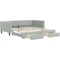 vidaXL Tagesbett Ausziehbar mit Schubladen Hellgrau 100x200 cm Samt