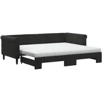 vidaXL Tagesbett Ausziehbar mit Matratzen Schwarz 90x200 cm Samt