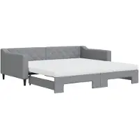 vidaXL Tagesbett Ausziehbar mit Matratze Hellgrau 100x200 cm Stoff