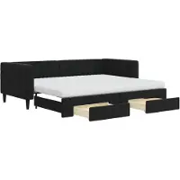 vidaXL Tagesbett Ausziehbar mit Schubladen Schwarz 90x200 cm Samt