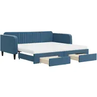 vidaXL Tagesbett Ausziehbar mit Schubladen Blau 100x200 cm Samt