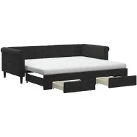 vidaXL Tagesbett Ausziehbar mit Schubladen Schwarz 90x200 cm Samt