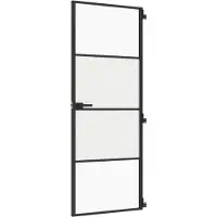 vidaXL Innentür Schlank Schwarz 76x201,5 cm Hartglas und Aluminium