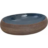 vidaXL Aufsatzwaschbecken Braun und Blau Oval 59x40x15 cm Keramik