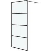 vidaXL Duschwand für Begehbare Dusche Schwarz 90x195cm Matt ESG-Glas