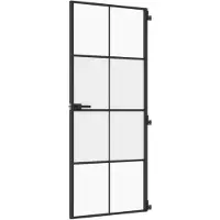 vidaXL Innentür Schlank Schwarz 83x201,5 cm Hartglas & Aluminium
