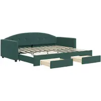 vidaXL Tagesbett Ausziehbar mit Schubladen Dunkelgrün 90x200 cm Samt