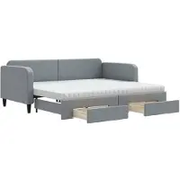 vidaXL Tagesbett Ausziehbar mit Schubladen Hellgrau 90x200 cm Stoff