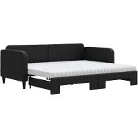 vidaXL Tagesbett Ausziehbar mit Matratzen Schwarz 90x190 cm Stoff