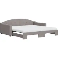 vidaXL Tagesbett Ausziehbar mit Matratzen Taupe 100x200 cm Stoff