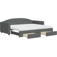 vidaXL Tagesbett Ausziehbar mit Schubladen Dunkelgrau 90x200 cm Stoff