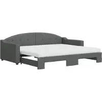 vidaXL Tagesbett Ausziehbar mit Matratzen Dunkelgrau 90x200 cm Stoff
