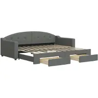 vidaXL Tagesbett Ausziehbar mit Schubladen Dunkelgrau 90x200 cm Stoff