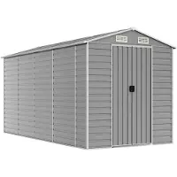 vidaXL Gartenhaus Hellgrau 191x385x198 cm Verzinkter Stahl