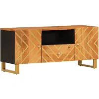 vidaXL TV-Schrank Braun und Schwarz 105x33,5x46 cm Massivholz Mango