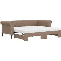 vidaXL Tagesbett Ausziehbar mit Matratzen Braun 90x200 cm Kunstleder