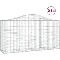 vidaXL Gabionen mit Hochbogen 14 Stk 200x50x100/120cm Verzinktes Eisen