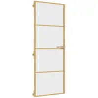 vidaXL Innentür Schlank Golden 76x201,5 cm Hartglas und Aluminium