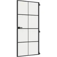 vidaXL Innentür Schlank Schwarz 93x201,5 cm Hartglas & Aluminium