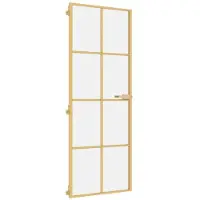 vidaXL Innentür Schlank Golden 76x201,5 cm Hartglas und Aluminium