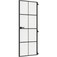 vidaXL Innentür Schlank Schwarz 76x201,5 cm Hartglas und Aluminium