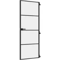 vidaXL Innentür Schlank Schwarz 76x201,5 cm Hartglas und Aluminium