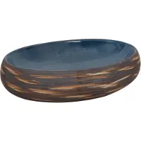 vidaXL Aufsatzwaschbecken Braun und Blau Oval 59x40x15 cm Keramik