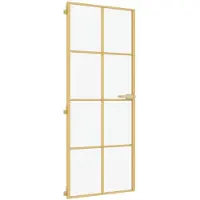 vidaXL Innentür Schlank Golden 93x201,5 cm Hartglas und Aluminium