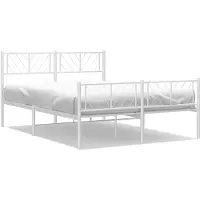vidaXL Bettgestell mit Kopf- und Fußteil Metall Weiß 150x200 cm