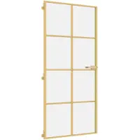 vidaXL Innentür Schlank Golden 93x201,5 cm Hartglas und Aluminium