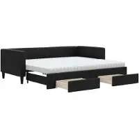 vidaXL Tagesbett Ausziehbar mit Schubladen Schwarz 90x190 cm Stoff