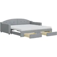 vidaXL Tagesbett Ausziehbar mit Schubladen Hellgrau 100x200 cm Stoff