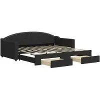 vidaXL Tagesbett Ausziehbar mit Schubladen Schwarz 90x190 cm Stoff
