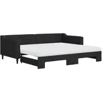 vidaXL Tagesbett Ausziehbar mit Matratzen Schwarz 90x200 cm Stoff